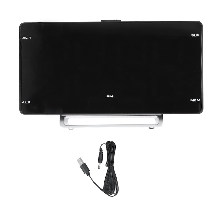 Jormftte LED digitális óra nagyméretű képernyővel, FM támogatással, 9 világítási móddal, USB töltéssel