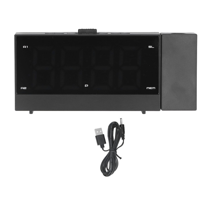 Jormftte digitális ébresztőóra vetítéssel, két ébresztés, állítható hangerő, 180°-ban forgatható, 12/24 órás, fehér