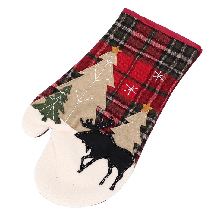 Jormftte konyhai kesztyűk, szett, karácsonyi témájú design, hőálló, mosható, vastag bélés, kényelmes