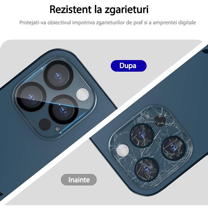 Folie protectie camera spate, sticla securizata, duritate 9H, pentru iPhone 16 Pro, transparent