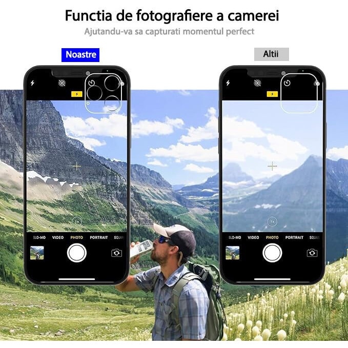 Folie protectie camera spate, sticla securizata, duritate 9H, pentru iPhone 16 Pro, transparent