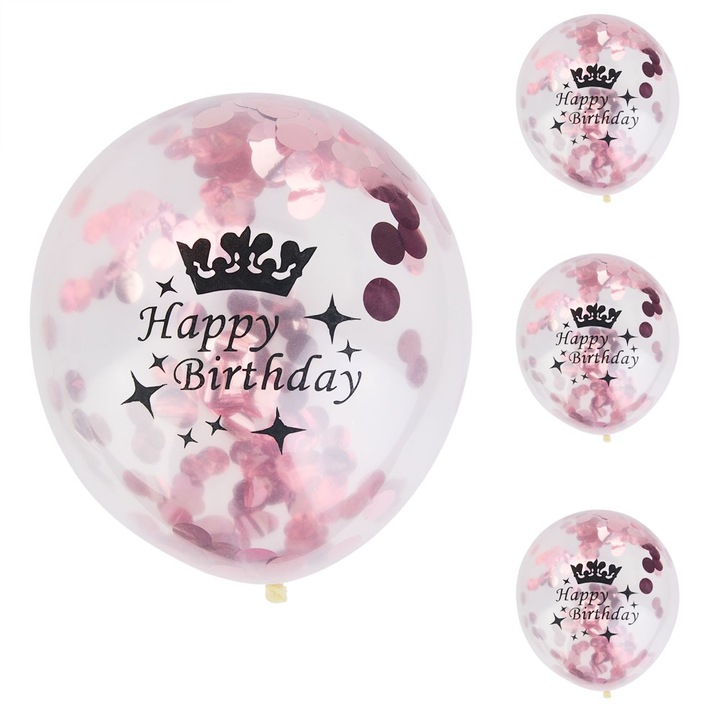 10 db-os Latex Lufi Szett 12 hüvelykes Átlátszó Korona Mintával, Rose Gold, Partyra