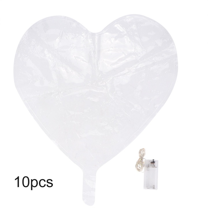 10 db színes LED-es lufi szett, 18 cm, bulira, esküvőre, többszínű dekoráció