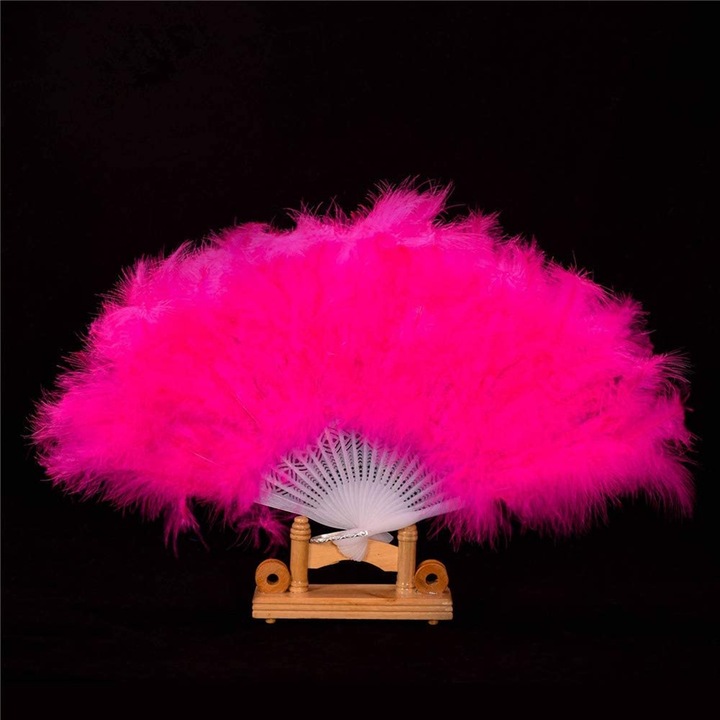 Jormftte természetes pávatoll legyező, színes, 28 csont, összecsukható