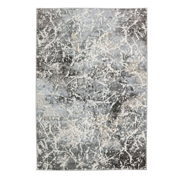 Covor living / dormitor Oriental Weavers Zoe L 2060/OL9, 160 x 235 cm, poliester heat-set, gri + alb, dreptunghiular