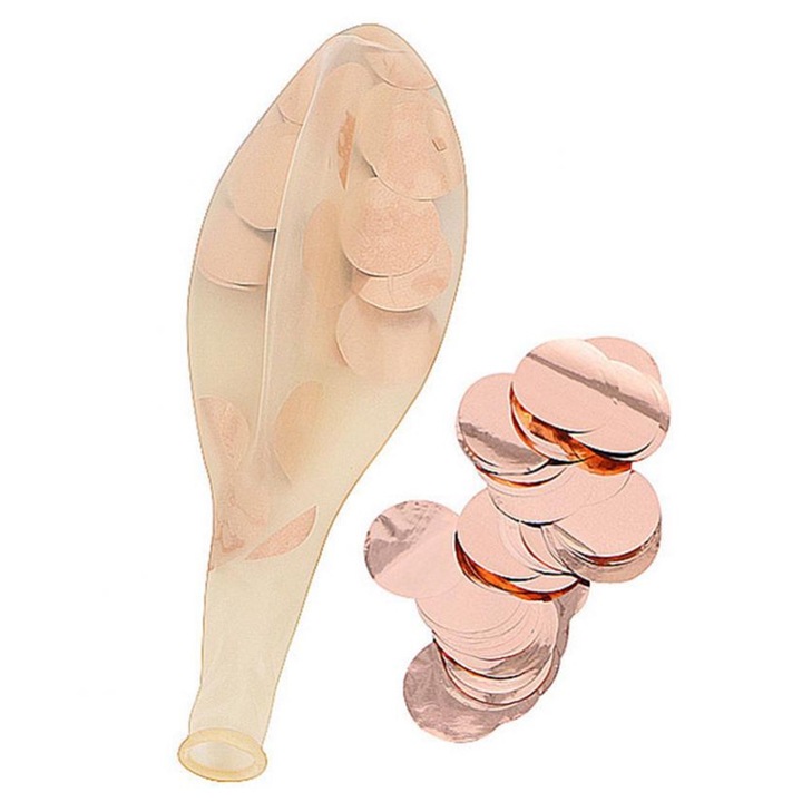 Kerek konfetti léggömbök, Jormftte, rózsaarany, készlet születésnapi, esküvői és évfordulós partikhoz