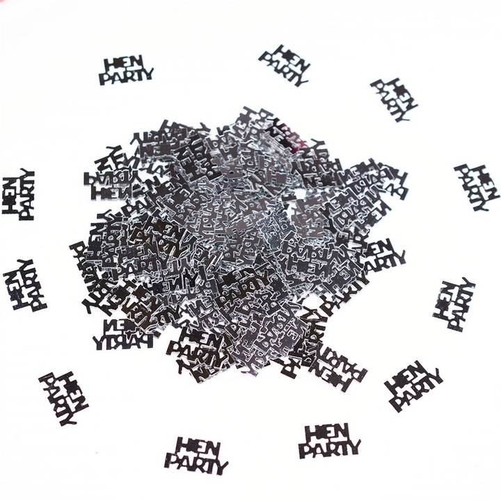 Asztali dekoráció lánybúcsúra, színes, csillogó konfetti, parti kellékek (ezüst)