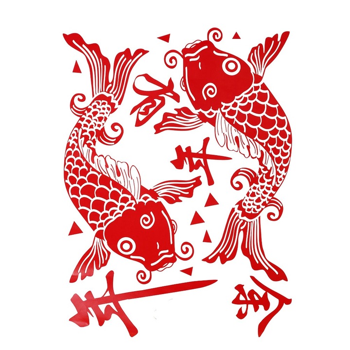 Jormftte dekoratív matricák, Kínai Újév, öntapadós, vízálló, többszínű, szett