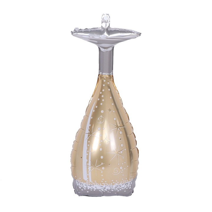 Lufi szett, Jormftte, fólia lufi pezsgősüveg, sárga, újrahasználható