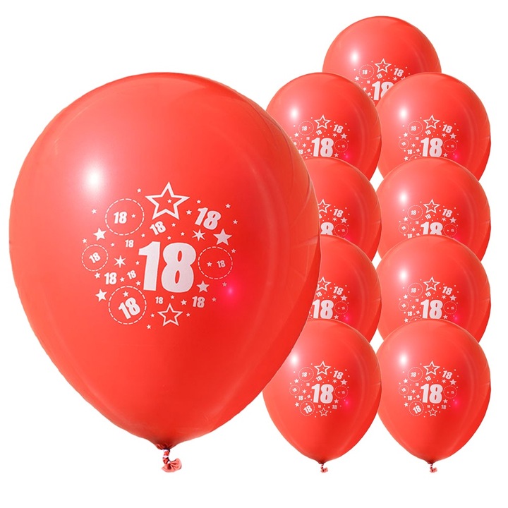 10 darabos latex lufi készlet, 18-as szám, Jormftte, vegyes színek, 18. születésnapi parti