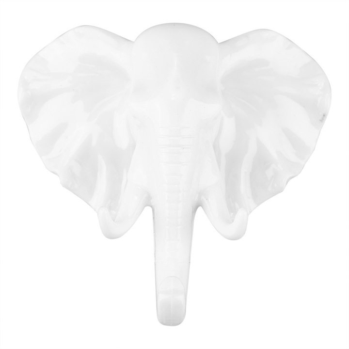 Jormftte öntapadós akasztó, elefántfej forma, fehér