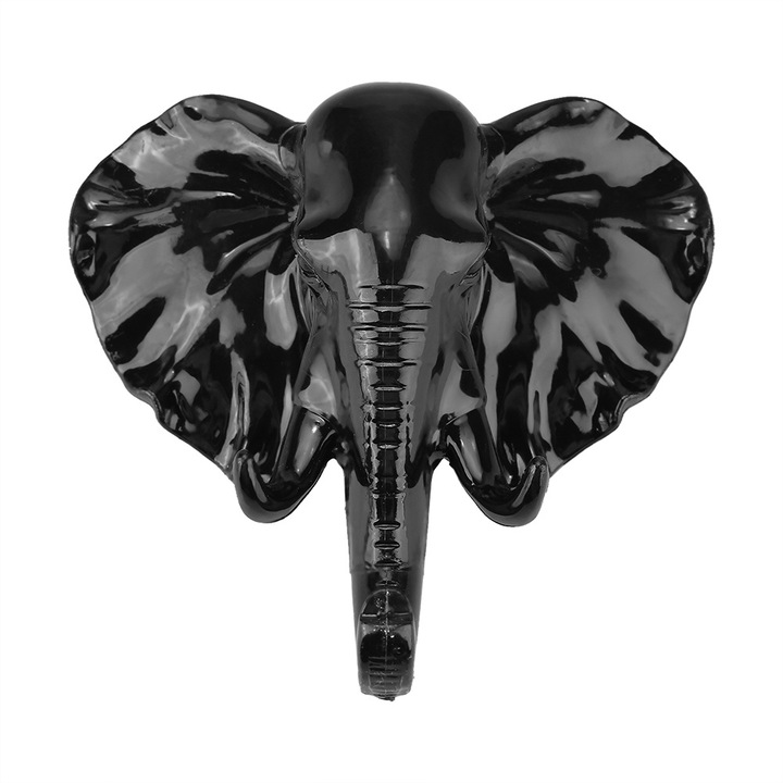 Jormftte öntapadó akasztó, elefántfej forma, fekete