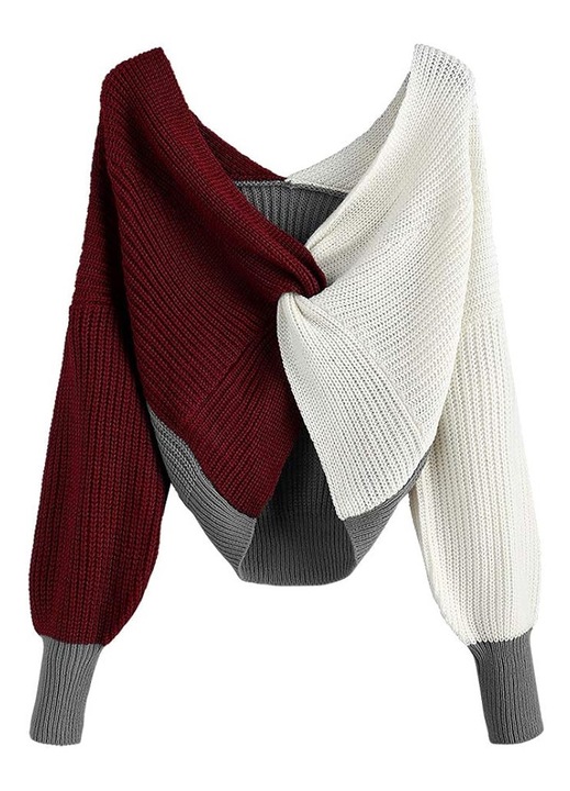 Női pulóver, Jormftte, rövid, kötött, többszínű