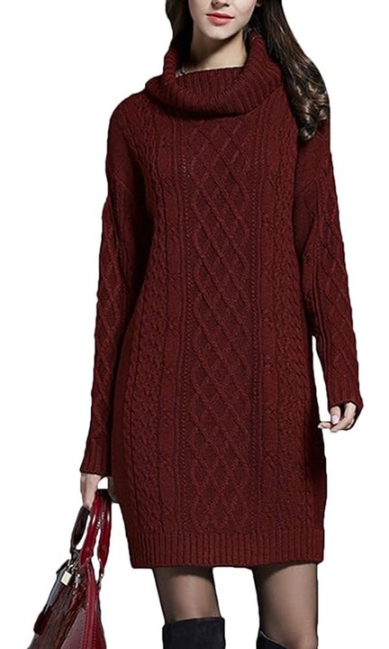 Jormftte aszimmetrikus piros elegáns pulóver ruha rejtett cipzárral, különleges alkalmakra, 2XL INTL