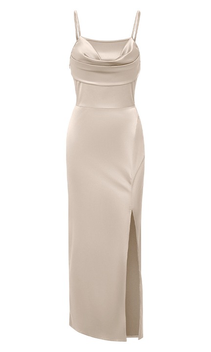 Női ruha, Jormftte, magas hasíték, fűzős, poliészter, Pezsgő Arany