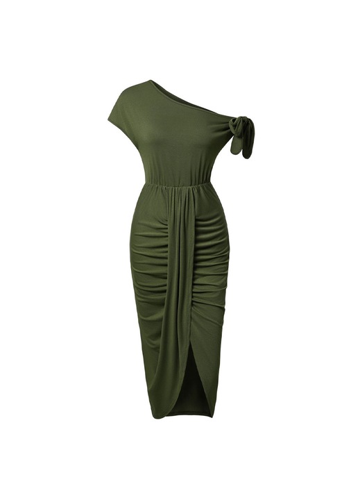 Maxi ruha, Jormftte, egyvállas, ujjatlan, zöld, elasztikus, alkalmi