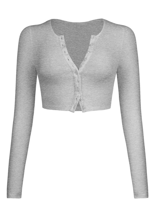 Jormftte kardigán, hosszú ujjú, poliészter, Szürke