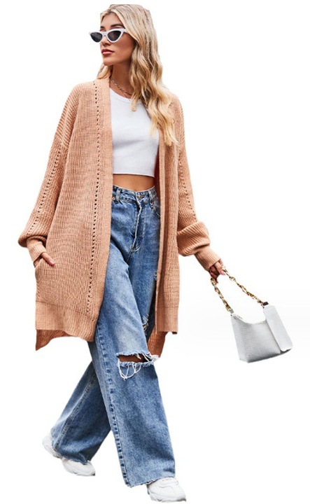 Jormftte kardigán, hosszú, rózsaszín, akril anyag