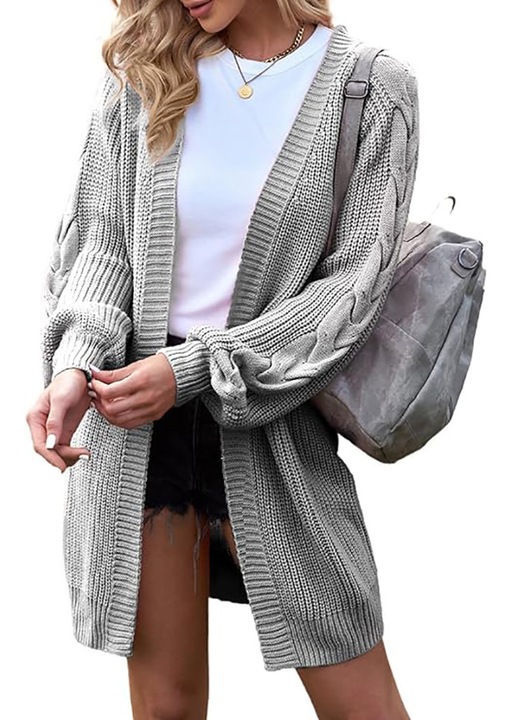 Női kardigán, Jormftte, kötött, kényelmes, Szürke