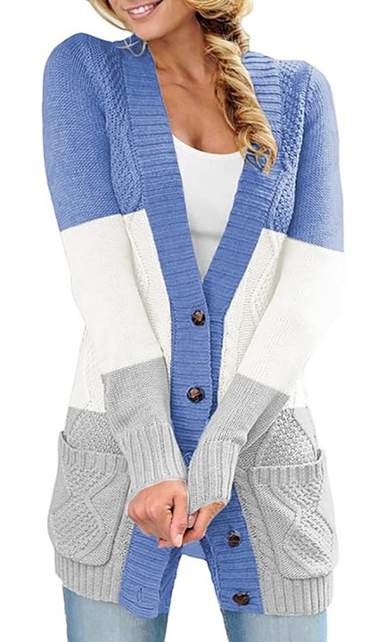 Női kardigán, Jormftte, hosszú ujjú, kék, poliészter, XL INTL