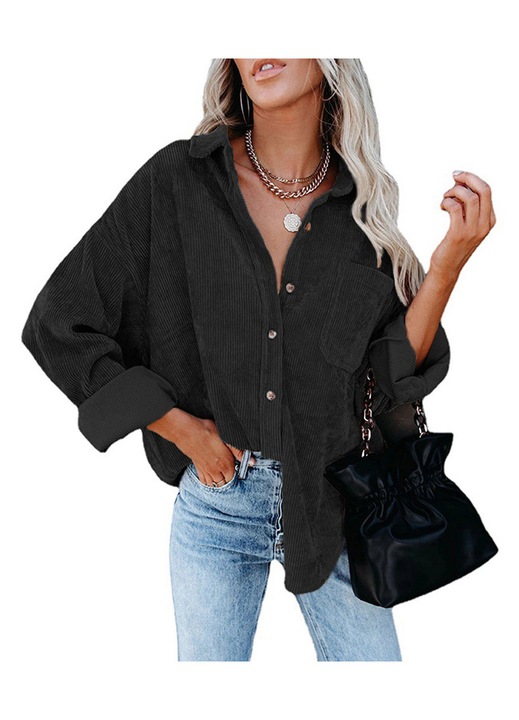 Női ing, Jormftte, hosszú ujjú, alkalmi, Fekete