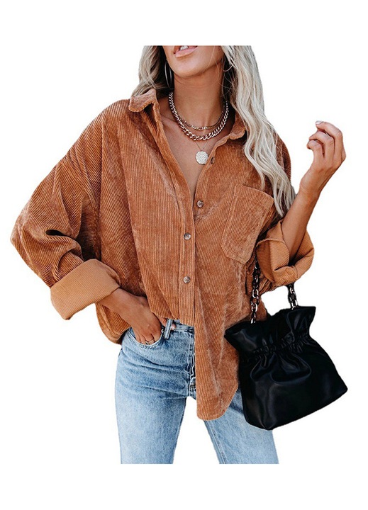 Női ing, Jormftte, hosszú ujjú, alkalmi, Barna