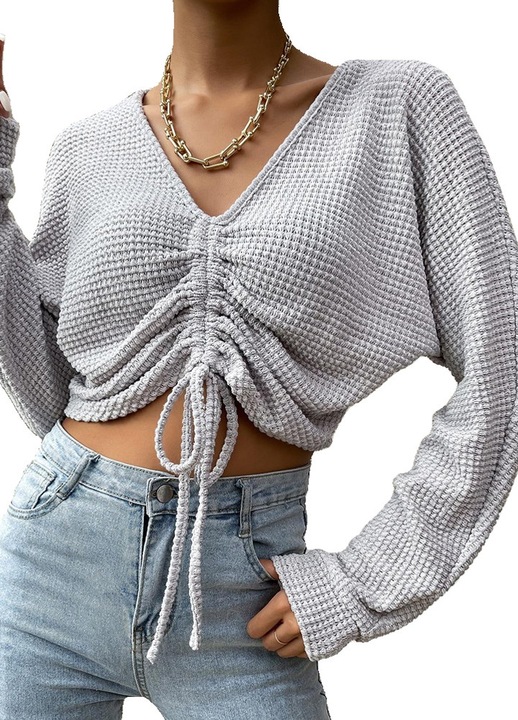 Női pulóver, Jormftte, kötött, laza szabású, szürke, poliészter