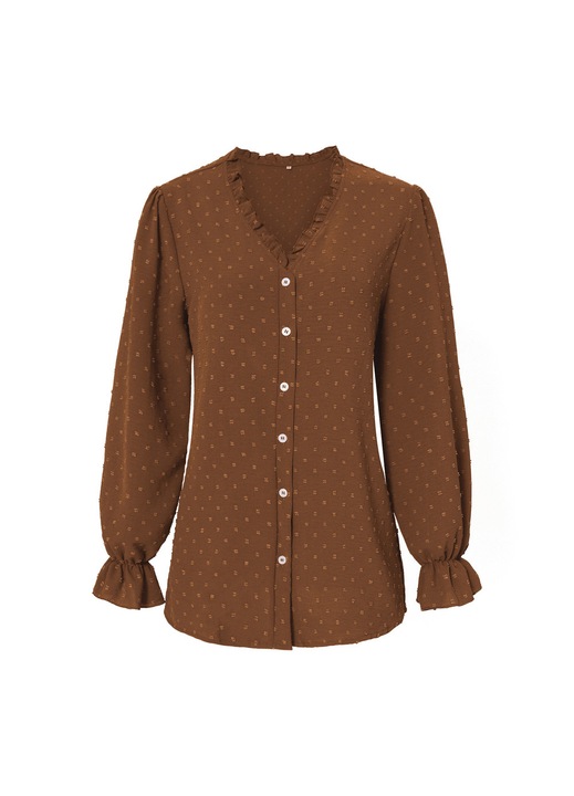 női, Jormftte, V-nyakú, ujjú, Barna