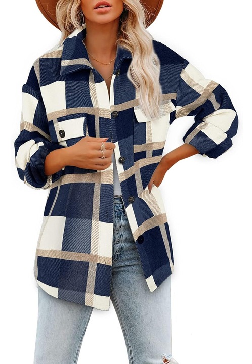 Női ing, Jormftte, Boyfriend stílusú, puha anyagú, tengerészkék, mellzsebbel, S INTL