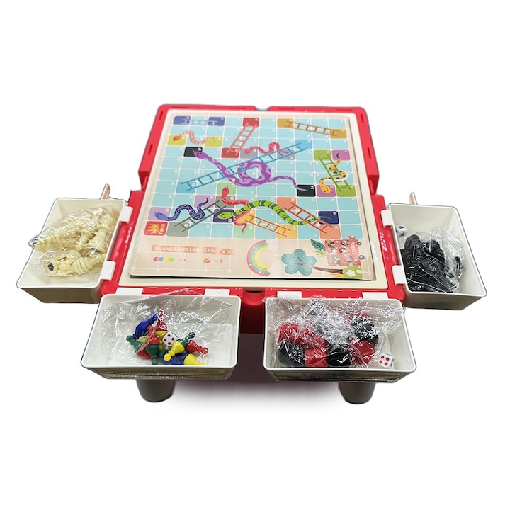 Set Board Game, Multifunctional Chess Board, 11 jocuri, multicolor, + 3 ani, 2-4 jucatori, 30x26 cm, Vision XXI