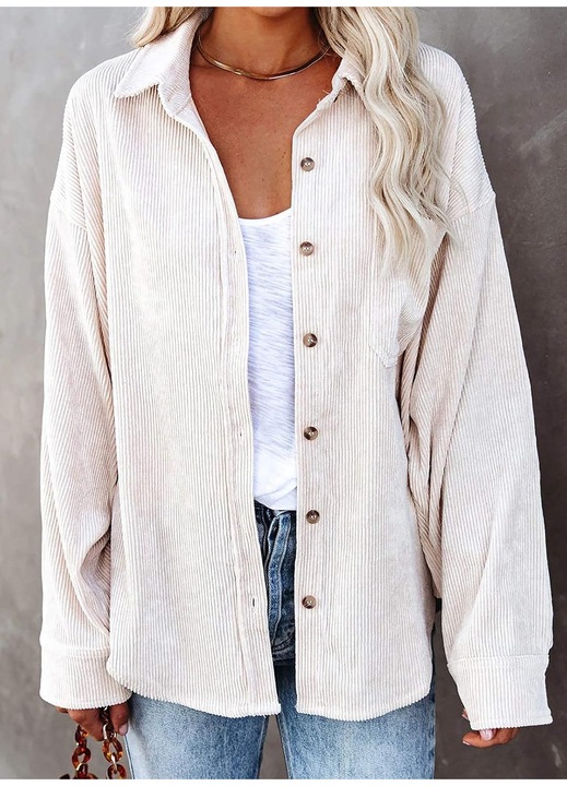 Női ingek, Jormftte, túlméretezett, hosszú ujjú, bézs, velúr