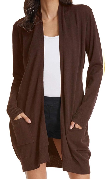 Női kardigán, Jormftte, hosszú ujjú, 2 zseb, barna, viszkóz