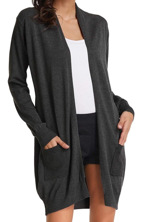 Jormftte kardigán, hosszú ujjú, 2 zseb, szürke, viszkóz