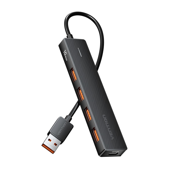 VENTION USB A 5 в 1 ХЪБ, 4 x USB 3.2 Gen 2 Type-A/USB C, 10Gbps, 0.15m, Черен