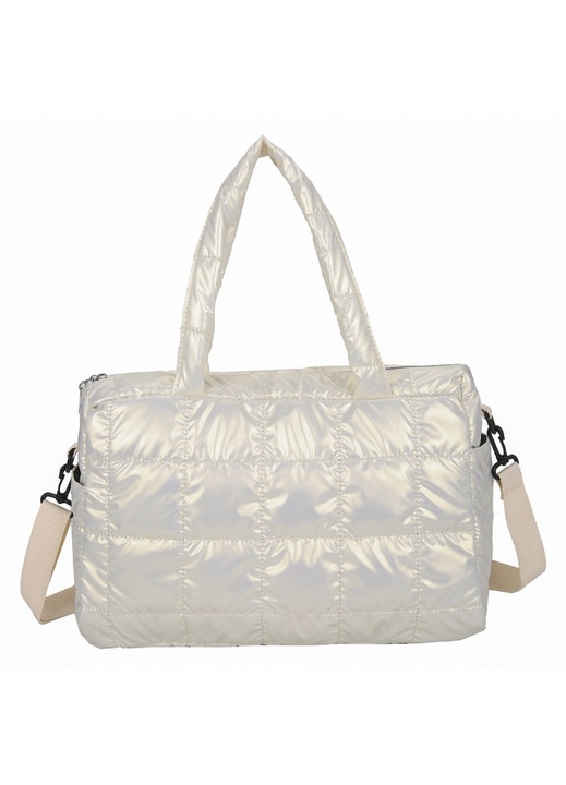 Kockás pamut kézitáska - fehér