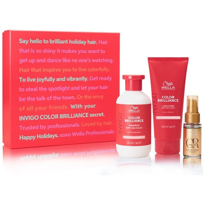 Wella Color Brilliance készlet, sampon normál és finom festett hajra 300 ml + Festő kondicionáló vékony és normál hajra 200 ml + simító olaj fényes és puha hajra 30 ml