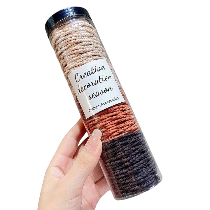 Elastic de par, set 100 bucati, model minimalist creativ, tematica lovely hairstyle, maro mixt, EFAYN