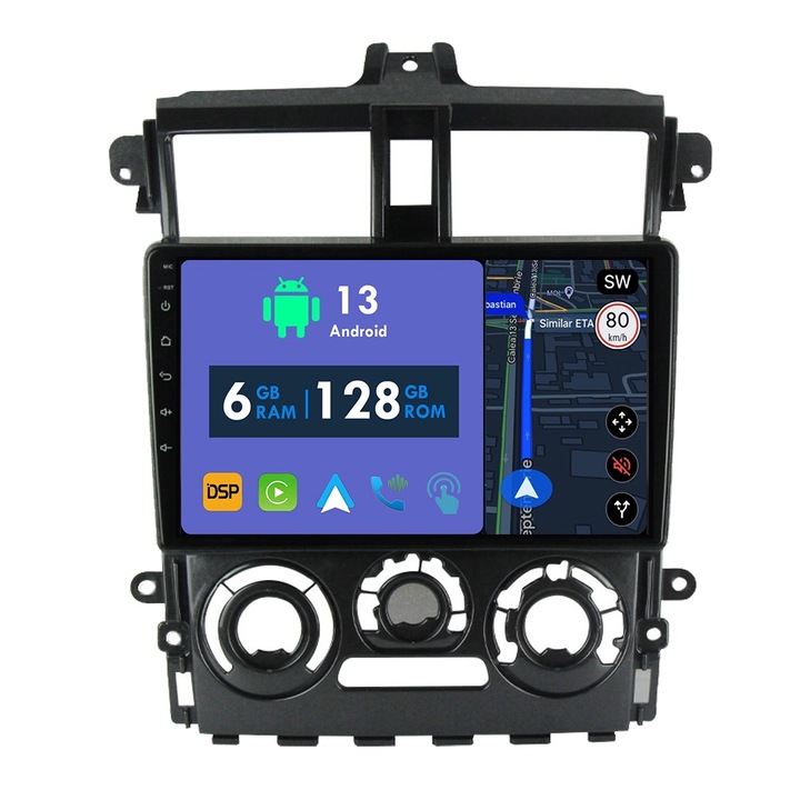 GPS навигация CarPlay радио за Mitsubishi COLT 2007-2012 Android Auto Stereo Bluetooth сензорен екран 6GB RAM, 128GB ROM