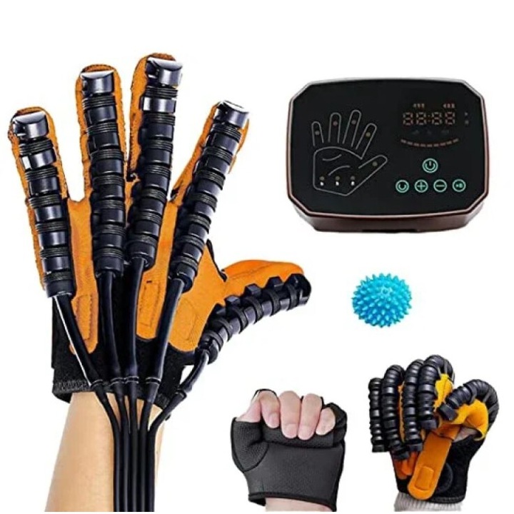 Manusi robotizate pentru reabilitarea mainii, WALALLA, reglare a vitezei, moduri multiple, control tactil, potrivite pentru exercitii de recuperare a functiei mainii/recuperare postoperatorie, mana stanga, marimea L, portocaliu