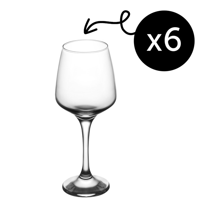 Комплект от 6 премиум чаши, екстра качество, модел Lal, LAV, за вино, 400 ml