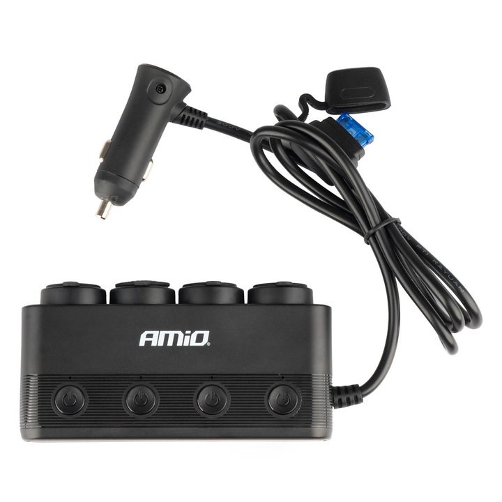 Adaptor universal pentru bricheta auto cu 4 prize Tip C si USB, cu incarcare rapida QC, 12V-24V