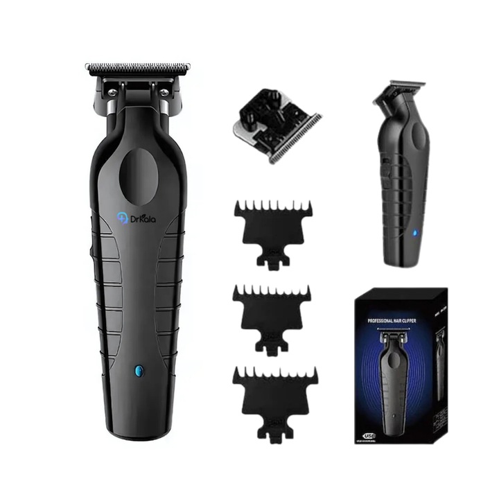 Masina de tuns profesionala pentru corp, barba si par, fara fir, pentru barbati, cu cablu de incarcare tip USB inclus, 3 pieptene de margine (1/2/3mm) detasabile, perie de curatare, negru