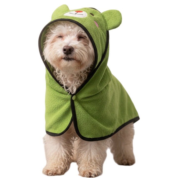 Prosop moale pentru uscare, super-absorbant, pentru caini, MDL-2421, verde, 55 x 55 cm