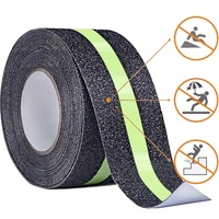 Banda Antiderapanta Adeziva Negru cu Verde Fosforescent CCmax pentru Scari si Trepte de Interior si Exterior, aplicare pe Metal, Lemn, Gresie, Ciment, 5cm x 5m