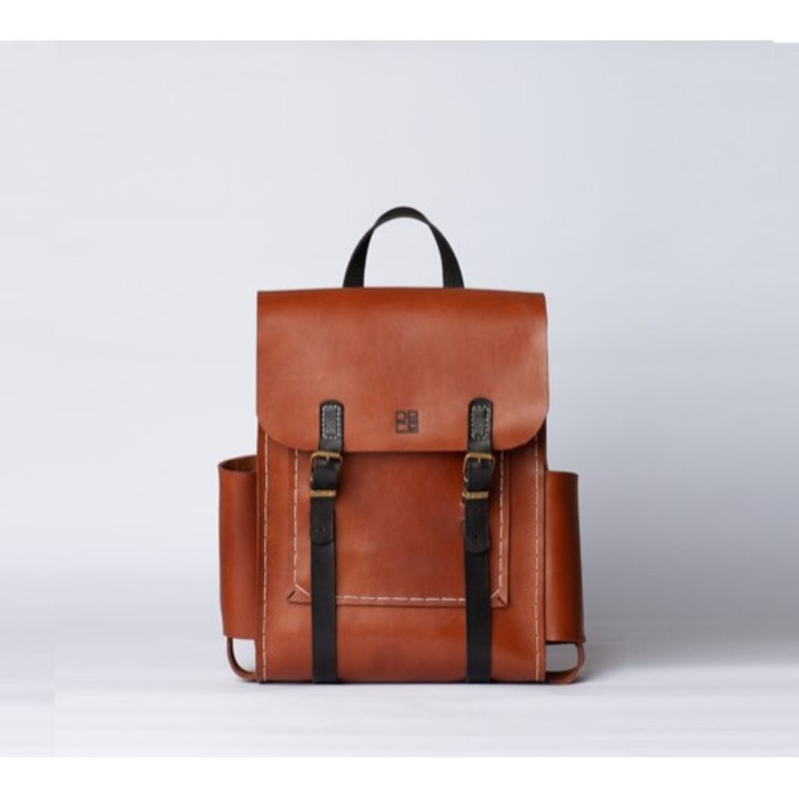 Rucsac Explorer, DECE, piele naturala, maro, curele ajustabile cu catarame