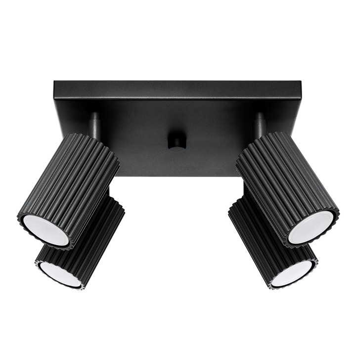 Lampa de tavan Karbon negru din aluminiu cu 4 becuri tub minimalist de interior