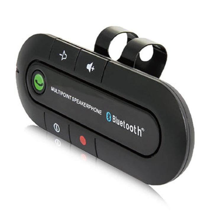 Macvi® Bluetooth autós kihangosító készlet, 650 mAh, tiszta hang, tartós akkumulátor, fekete