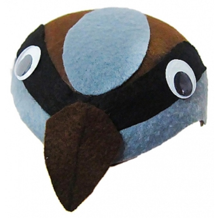 Palarie model pasare/vrabie, maro, alb, marime universala