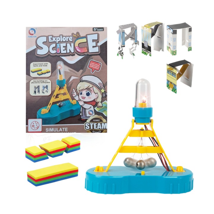 Kit educational Simularea cutremurului STEAM, Kit DIY-do It Yourself