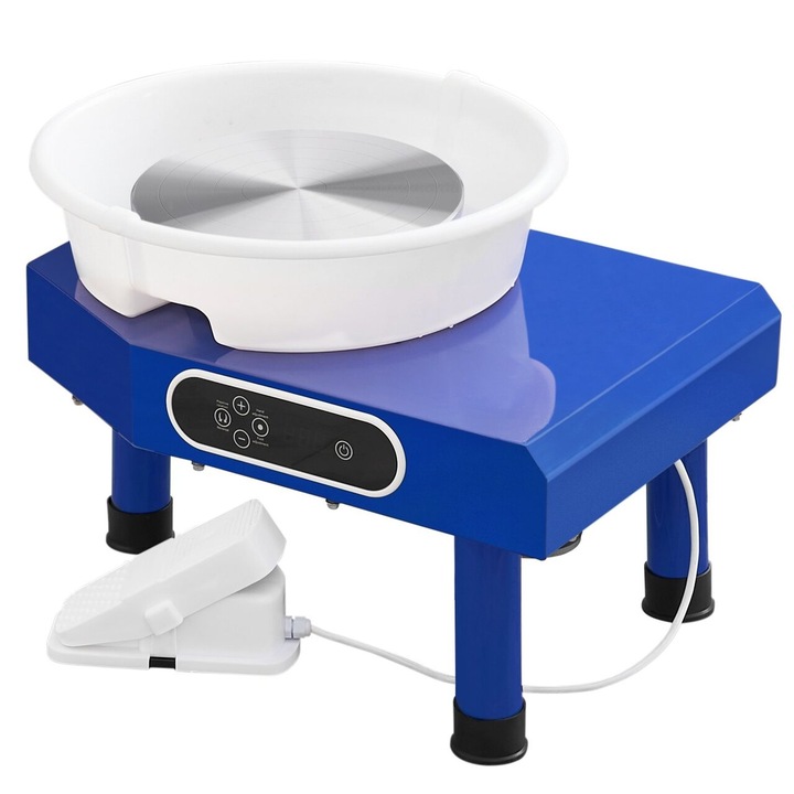 Professzionális fazekaskorong, elektromos, 350 W, tányér átmérő 25 cm, 60-300 ford/perc, forgás mindkét irányban, pedál, érintőképernyős LCD